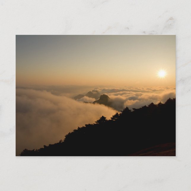 Postal Escena de atardecer en la montaña china Huang (Anverso)