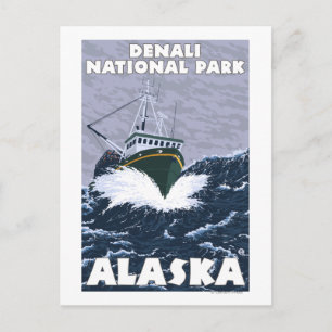 Postal Escena de barco pesquero - Parque Nacional Denali,