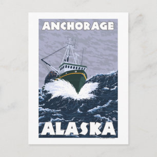 Postal Escena de barcos pesqueros - Anchorage, Alaska