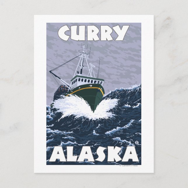Postal Escena de barcos pesqueros - Curry, Alaska (Anverso)