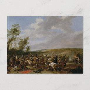 Postal Escena de batalla en Lutzen entre el rey Gustavus