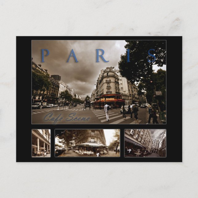 Postal Escena de café parisino (Anverso)