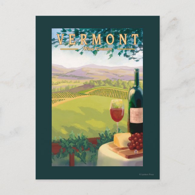 Postal Escena de campo de VermontWine (Anverso)