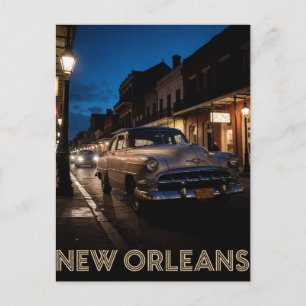 Postal 🎷 Escena de coches clásicos de Nueva Orleans