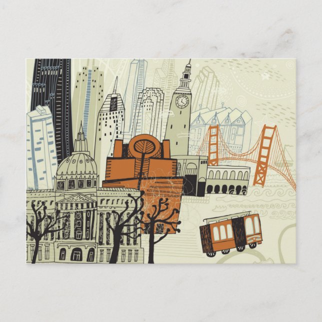 Postal Escena de Doodle San Francisco (Anverso)