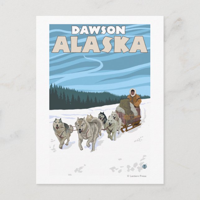 Postal Escena de duelo de perro - Dawson, Alaska (Anverso)