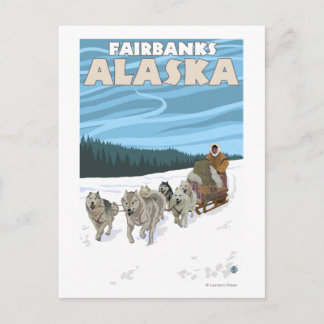 Postal Escena de duelo de perro - Fairbanks, Alaska