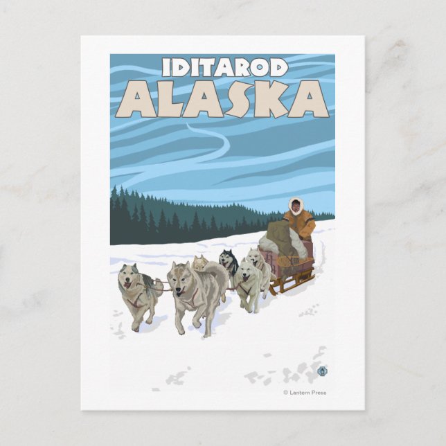 Postal Escena de duelo de perro - Iditarod, Alaska (Anverso)
