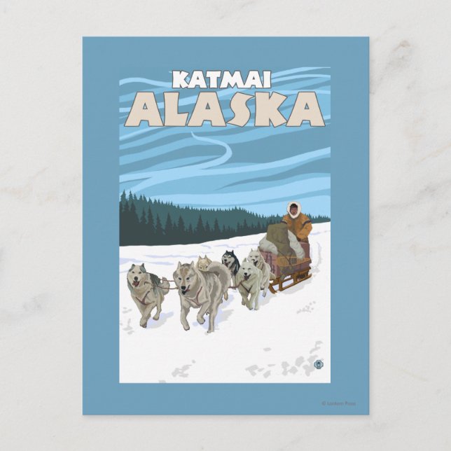 Postal Escena de duelo de perro - Katmai, Alaska (Anverso)