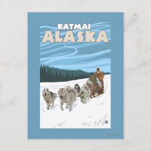 Postal Escena de duelo de perro - Katmai, Alaska