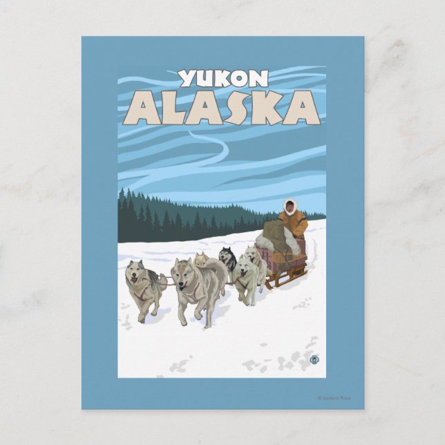Postal Escena de duelo de perro - Yukón, Alaska (Anverso)