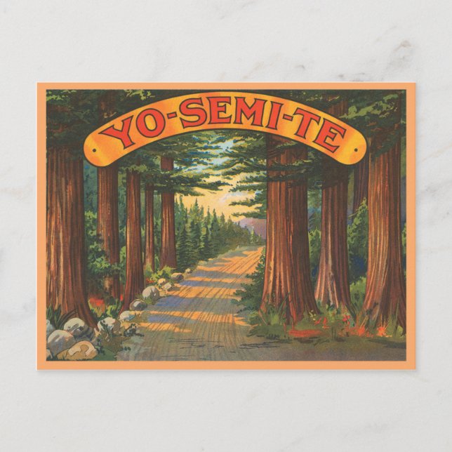 Postal Escena de época de Yosemite California (Anverso)