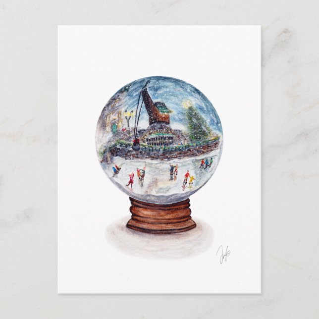 Postal Escena de hielo en la escena del glóbulo de la nie (Anverso)