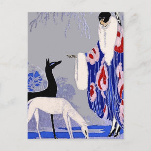 Postal "Escena de invierno" Art Deco de George Barbier