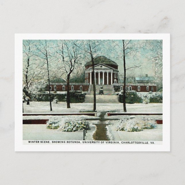 Postal Escena de invierno, Charlottesville VA, Vintage (Anverso)