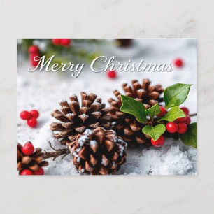 Postal Escena de invierno con los pimientos Feliz Navidad