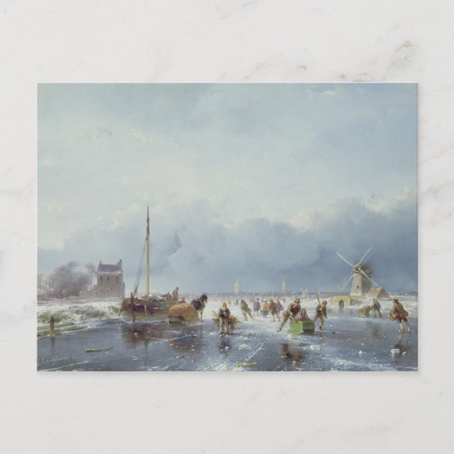 Postal Escena de invierno congelada (Anverso)