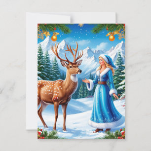 Postal Escena de invierno encantadora de Snow Maiden