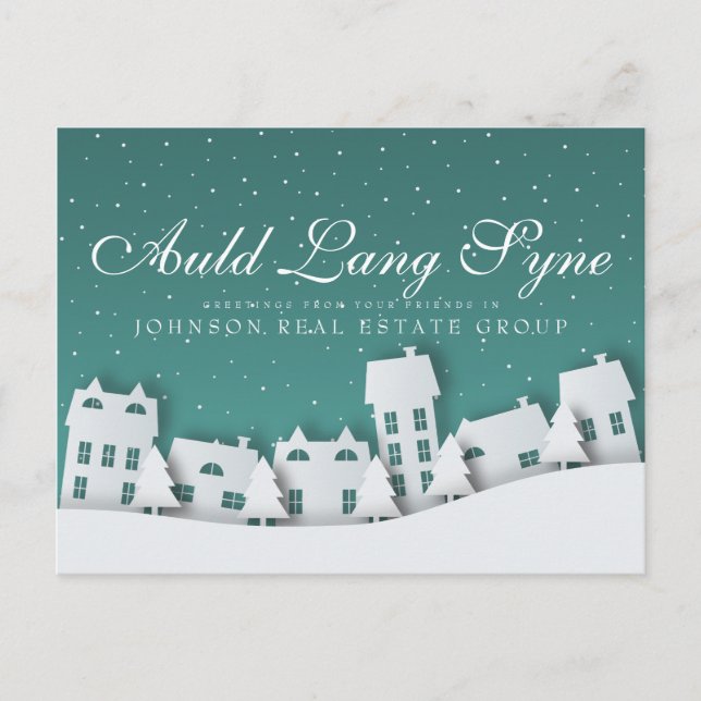 Postal Escena de invierno moderna | Saludos de Año Nuevo (Anverso)