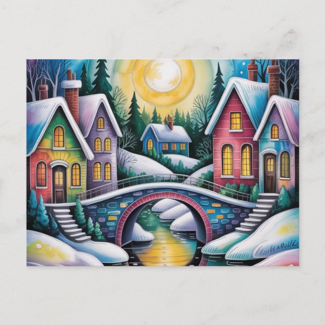 Postal Escena de la aldea NAVIR ART (Anverso)