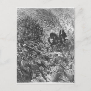 Postal Escena de la batalla, ilustracion de Orlando Furio