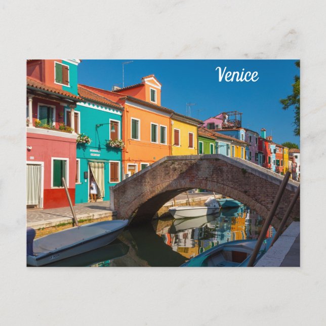 Postal Escena de la calle Burano Venecia Italia (Anverso)