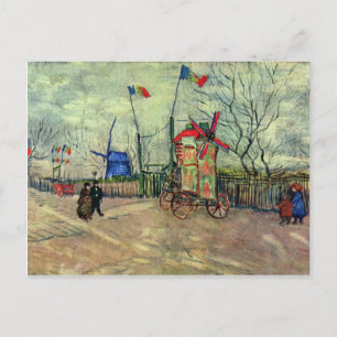 Postal Escena De La Calle En Montmartre Le Moulin À Poivr