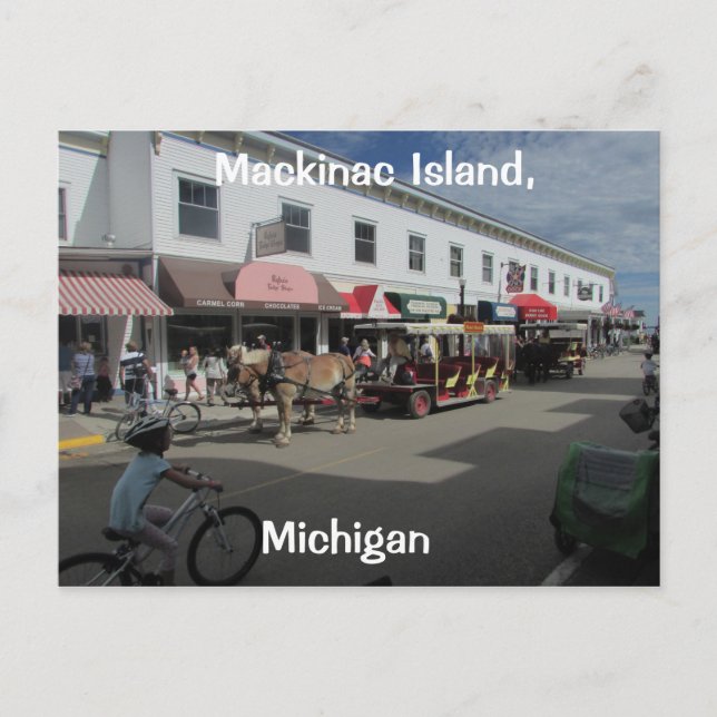 Postal Escena de la calle Mackinac Island (Anverso)