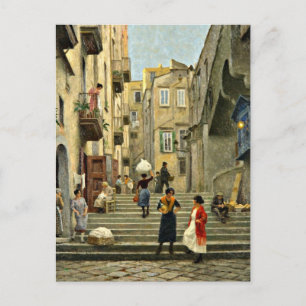 Postal Escena de la calle Nápoles - pintura de Paul G. Fi