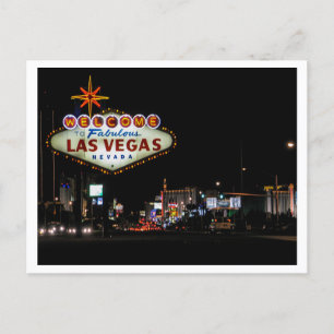 Postal Escena de la calle nocturna de Las Vegas con carte