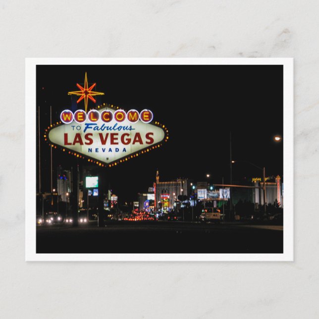 Postal Escena de la calle nocturna de Las Vegas con carte (Anverso)
