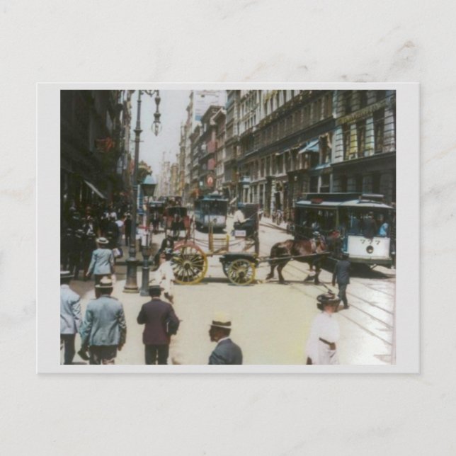 Postal Escena de la calle Old Broadway 1904, Nueva York (Anverso)