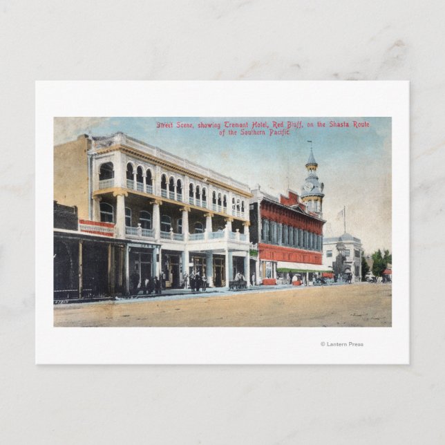 Postal Escena de la calle que muestra el hotel Tremont (Anverso)