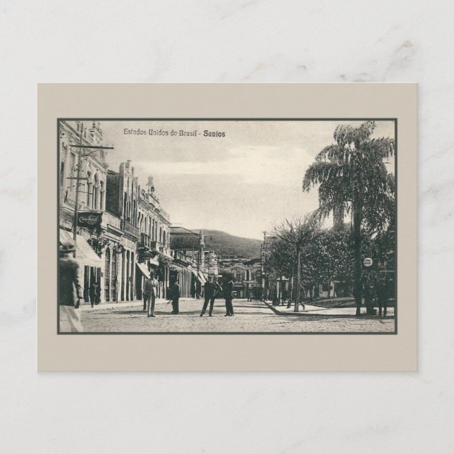 Postal Escena de la calle Santos en Brasil (Anverso)