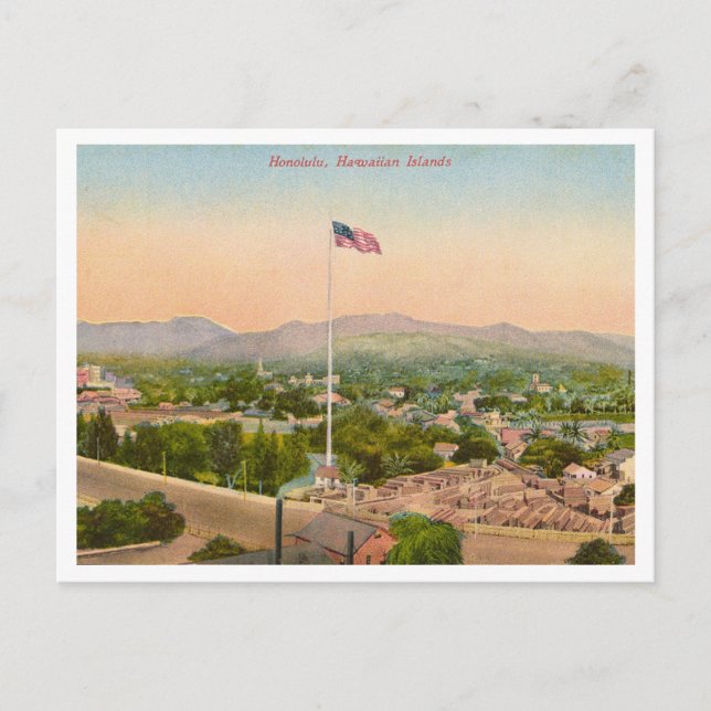Postal Escena de la ciudad de Honolulu Hawaii (Anverso)