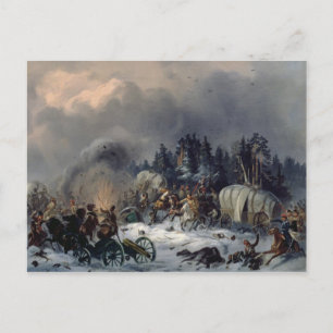 Postal Escena de la guerra franco-rusa en 1812