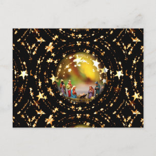 Postal Escena de la Natividad Crib Virgen María Infante J