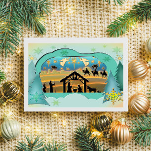 Postal Escena de la Natividad de Navidad Niño Jesús en el