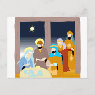 Postal Escena de la Natividad Obra de arte cristiana