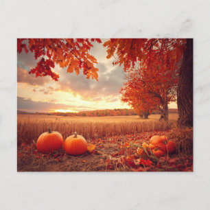 Postal Escena de la naturaleza de otoño de cosecha de cal