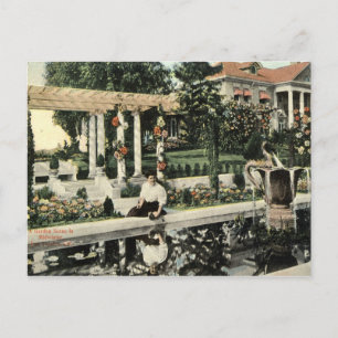 Postal Escena de las flores del jardín, Vintage de Los Án