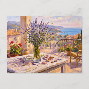 Postal Escena de lavanda en terraza mediterránea