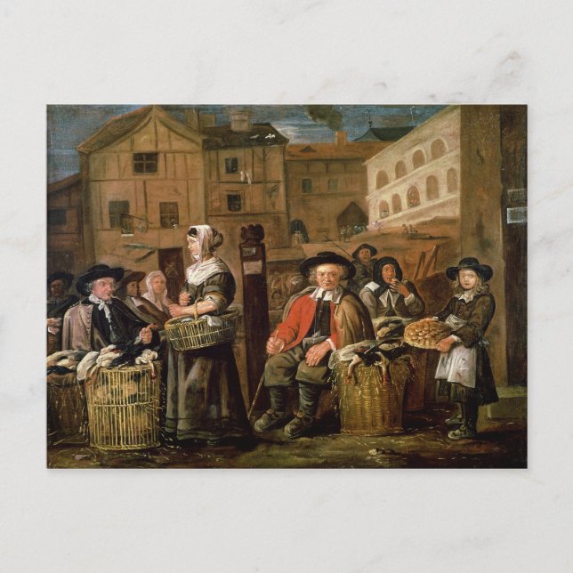 Postal Escena de mercado (Anverso)