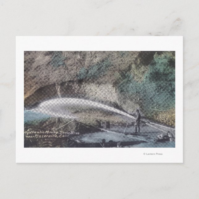 Postal Escena de minería hidráulica Placerville, CA (Anverso)