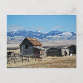 Postal Escena de montaña de pueblo fantasma nieve