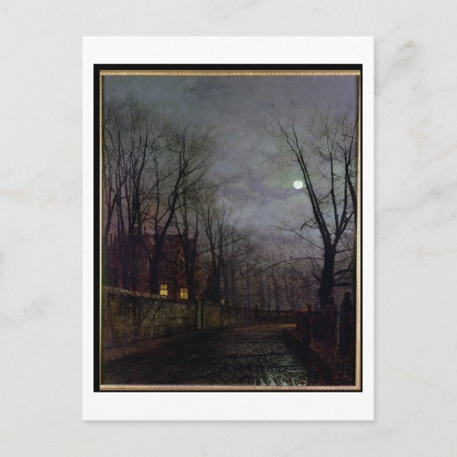 Postal Escena de Moonlit Street, 1882 (aceite en lienzo)  (Anverso)
