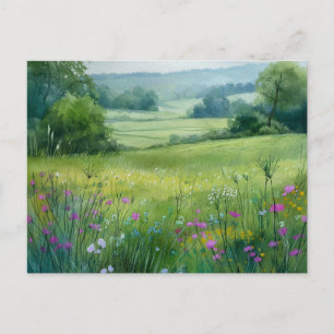 Postal Escena de naturaleza del campo de flores