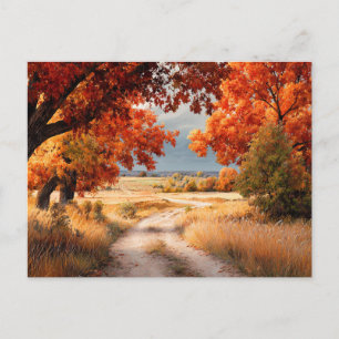Postal Escena de naturaleza otoñal paisaje de hojas de ot