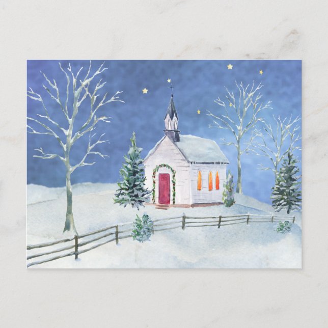 Postal Escena de Navidades de la Iglesia Rústica de Farmh (Anverso)