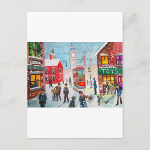 Postal Escena de nieve barrido de chimenea de invierno pi